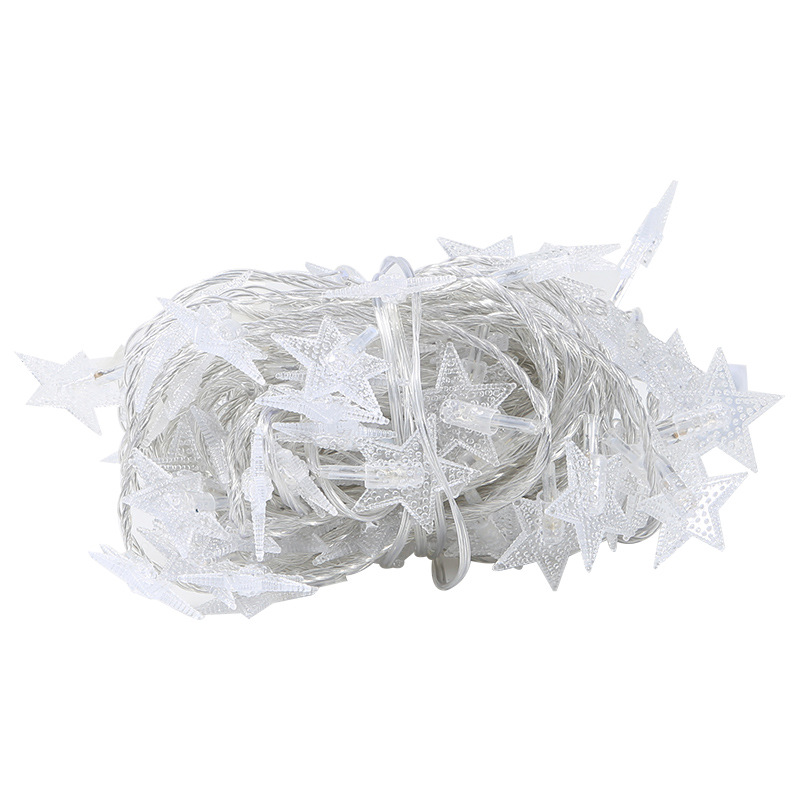 Luces LED de cadena con forma de estrella de cinco puntas, luces para exteriores, tienda de campaña, luces de ambiente, decoración navideña para patio, luces de cadena con forma de estrella