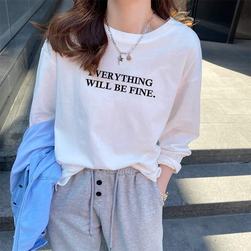 2026 New Style White Cotton Base Shirt with Long Sleeves for Women, Early Spring and Autumn, Loose Fit, Ins Style