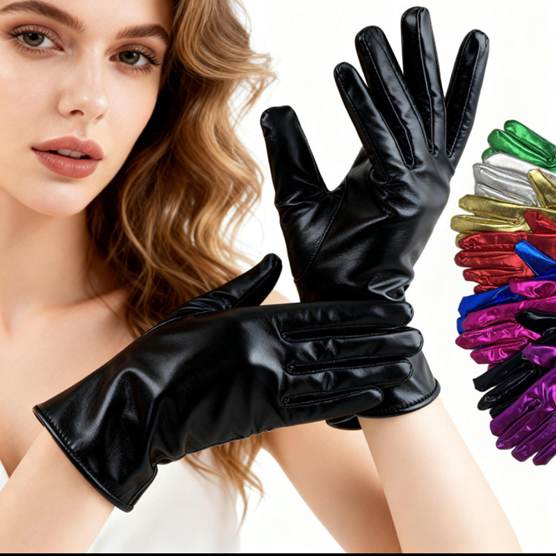 New Short Patent Leather Gloves, Retro Hepburn Style Evening Dress Bridal Wedding Gloves, Sexy Stage Performance Gloves