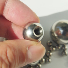 不锈钢M3牙螺纹钢珠M4攻牙亮面钢球M5打孔滚珠12mm实心M6半孔铁珠