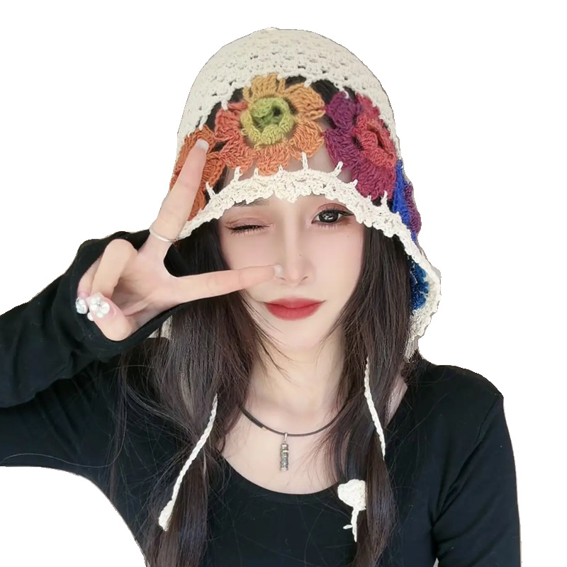 Japón ganchillo a mano hueco gorra retro red fotos de flores gorra gor