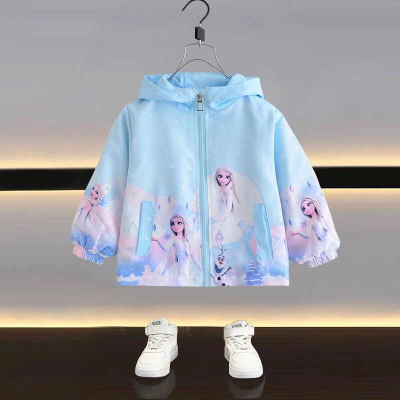 Girls' Elsa Coat Spring and Autumn New Children's Princess Windbreaker Stylish Girls' Hooded Jacket Girls' Elsa Coat Spring and Autumn New Children's Princess Windbreaker Stylish Girls' Hooded Jacket