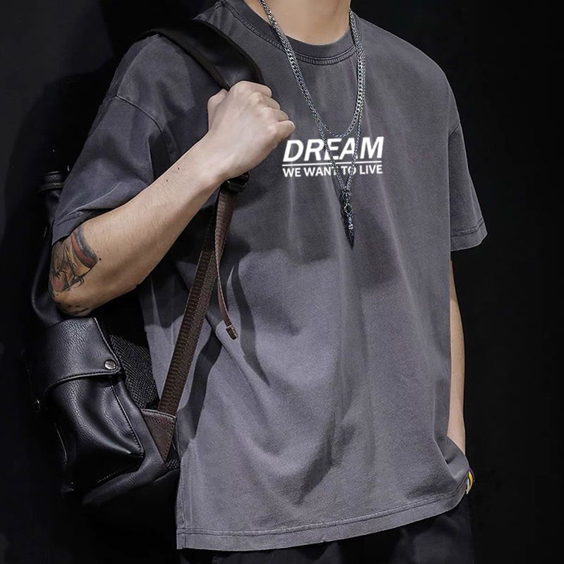 National Fashion T-Shirt Short-sleeved T-shirt Men's Summer Fashion Men's 2022 New Loose Half-sleeved Top Letter Printing