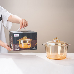 2500 large capacity crystal glass pot with lid instant noodle bowl salad bowl with lid binaural pot amber glass pot