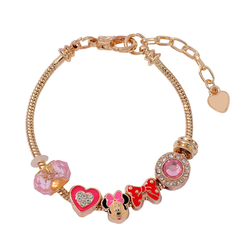 Amazon cross-border Mickey Mouse merchandise, Minnie beaded bracelet, rose gold rhinestone heart bow bracelet Amazon cross-border Mickey Mouse merchandise, Minnie beaded bracelet, rose gold rhinestone heart bow bracelet