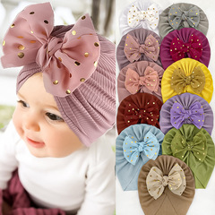 ins European and American seasonal new threaded baby hats children's bow caps baby thin girls' hats