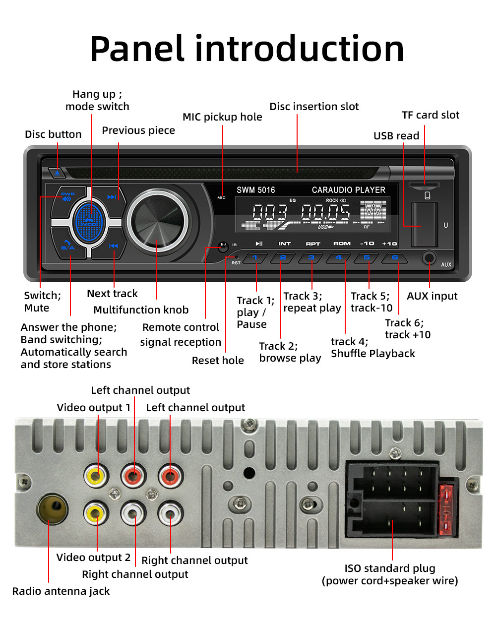 12V Single Ingot Car CD VCD DVD MP3 Player Smart Bluetooth Multimedia Card FM Radio
