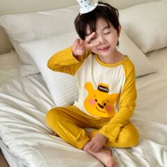 子供用モーダルホーム服セット、男の子と女の子用、夏用薄手パジャマ、中型および大型子供用韓国風長袖空調服