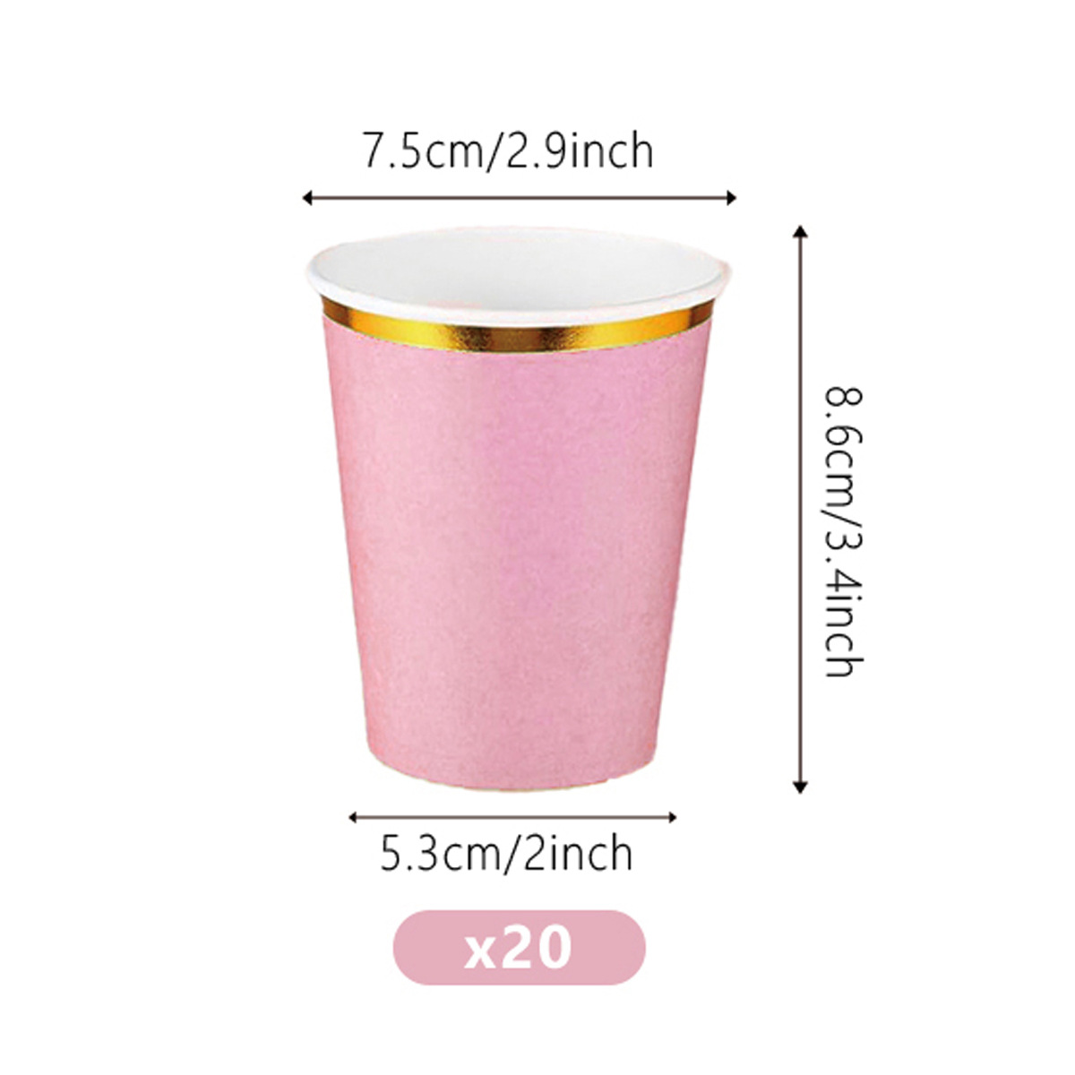 Elegant Pink & Gold Disposable Party Tableware Set - 7” Plates, 8.6” Plates, 9oz Cups, 6.3” Napkins_voghion.com
