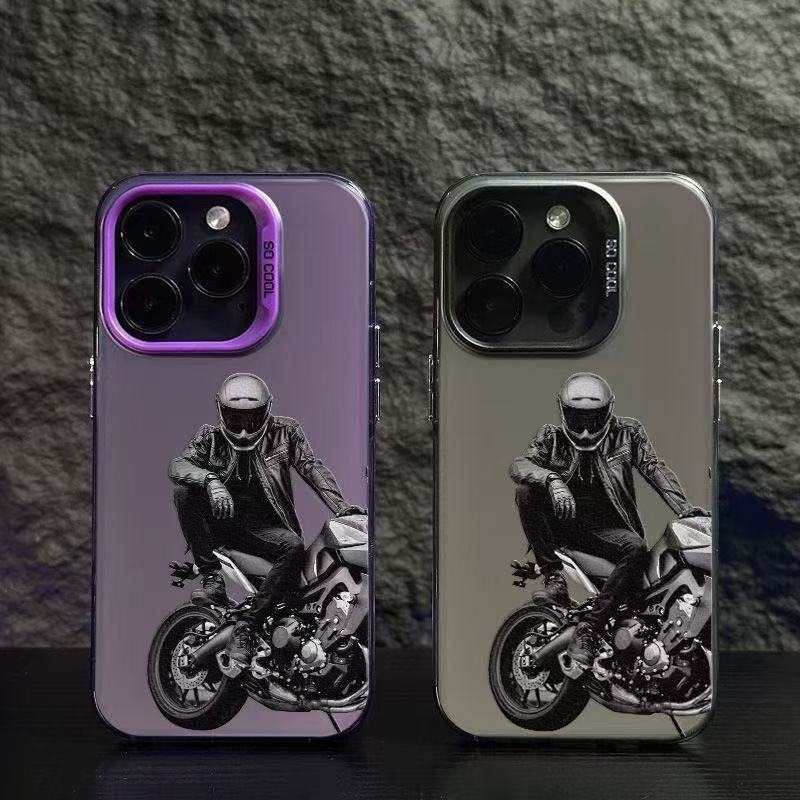 Black Gold Motorcycle-Themed iPhone 17 Pro Max Case, Personalized and Energetic Case for iPhone 16/15/14/13, European and American Style