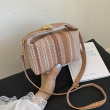 草编小众金口包设计竹节包手提包女高级质感轻奢女士手拿包包