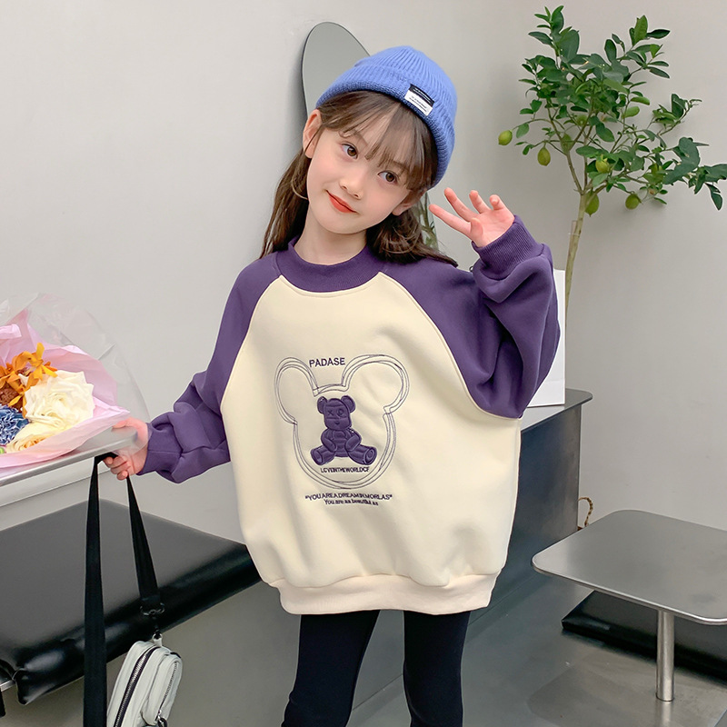 Felpa con cappuccio per bambine e autunno 2024 nuova maglietta in stile western per bambine di medie dimensioni, abbigliamento primaverile per 12 anni_voghion.com