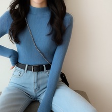 源头工厂  活动价毛衣女2024秋冬长袖中领内搭打底衫半高领套头