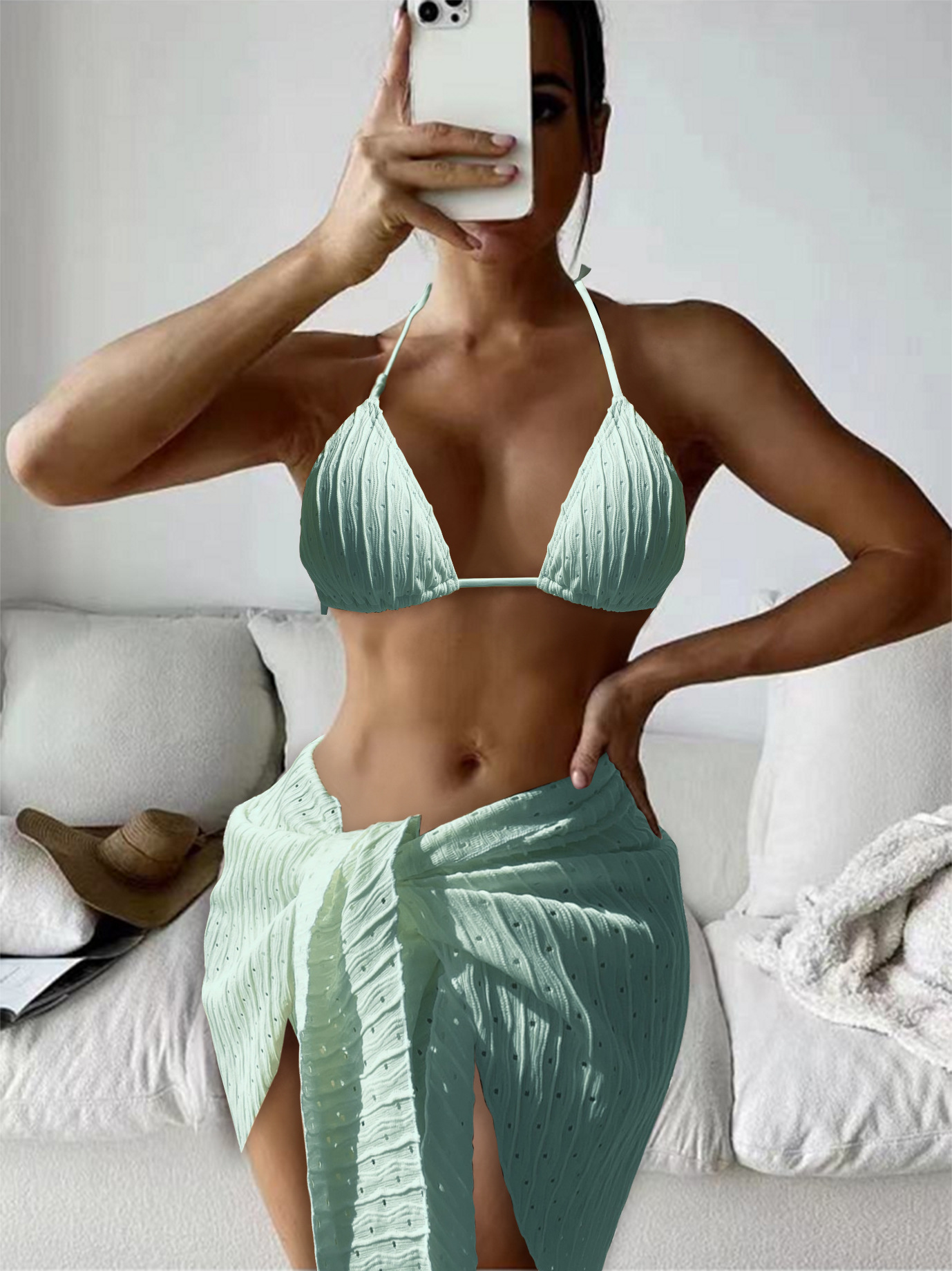 Mingyi nuevo traje de baño de las mujeres de tres piezas de Europa y América sexy bikini encaje sin espalda traje de baño de tela especial