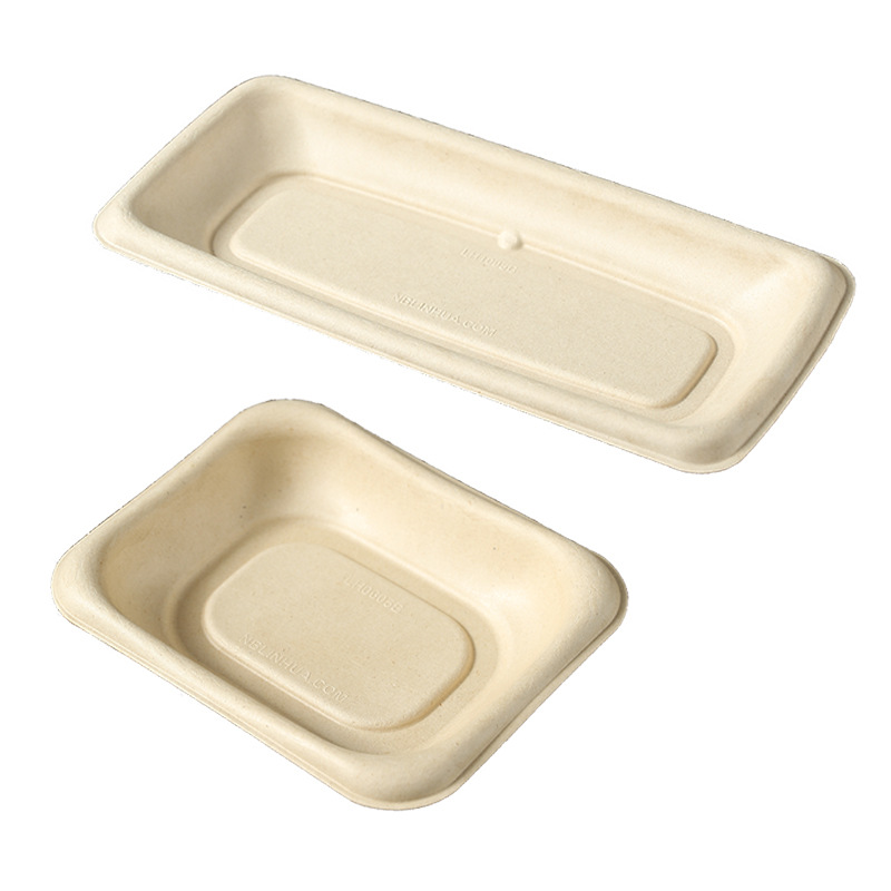 bandeja de pulpa transparente degradable para sándwiches cubierta antiniebla caja de embalaje de pastel de nieve y caja de embalaje de corte de pastel