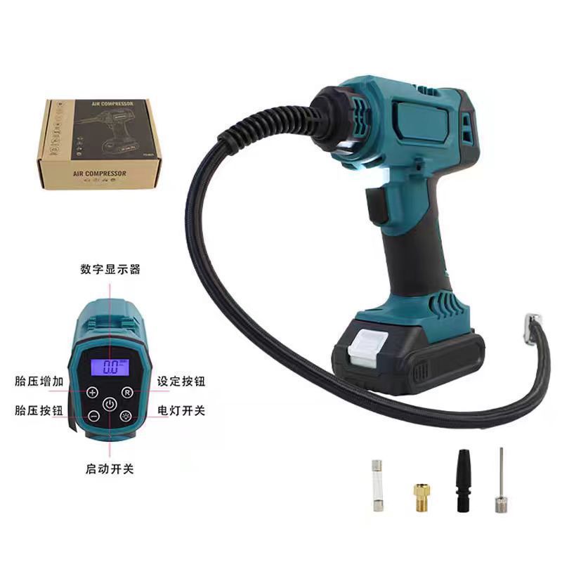 *吹篮球轮胎打气数显跨境充气泵锂电车载两用打气泵