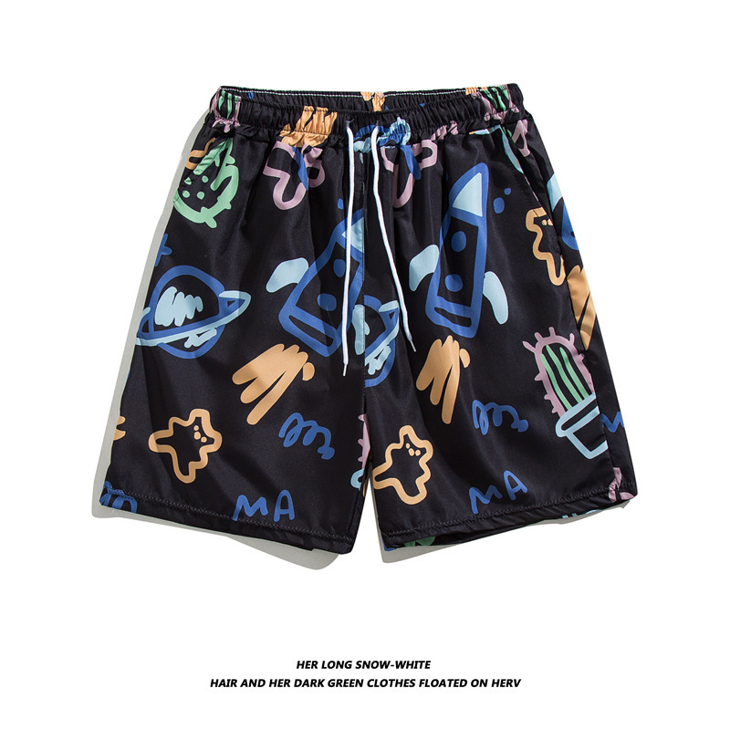 Pantalones de playa de los hombres retro de la pareja Vacaciones de aguas termales anti-vergüenza quinto pantalones ropa exterior pantalones cortos de playa de verano hombres