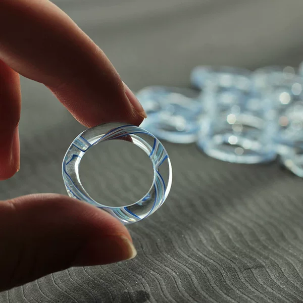 Zibo Glaze Ring Plain Circle Niche Design Crystal Glass Jewelry Accessories Vintage Handmade Unique Beautiful