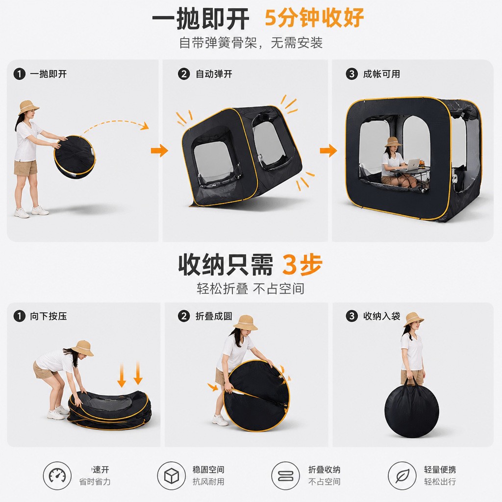 Cross-border new pop-up foldable portable outdoor camping car tail tent waterproof sunshade SUV camping