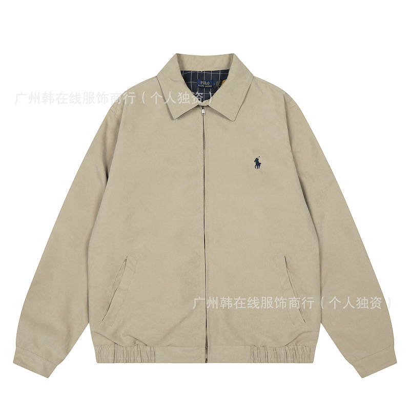 原厂品质RL拉夫夹克小马标刺绣格子内里翻领外套休闲情侣款夹克|undefined