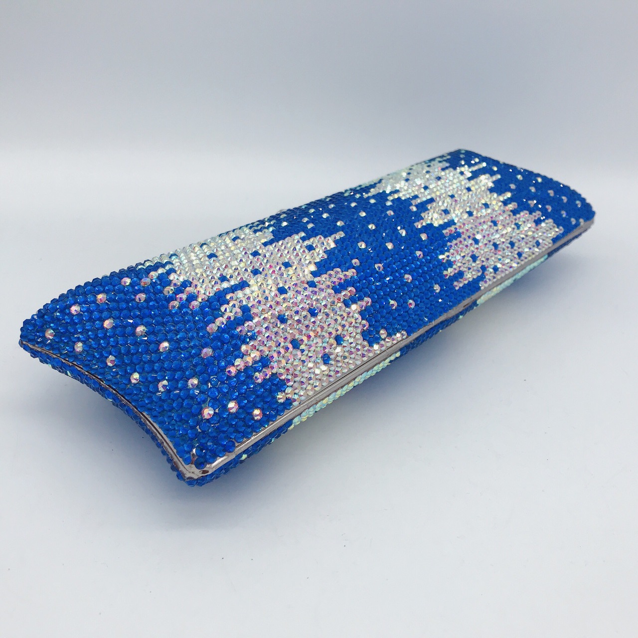 Túi clutch nữ đính đá rhinestone cầm tay hộp cứng dự tiệc — 10 # xanh ngọc chi tiết 25