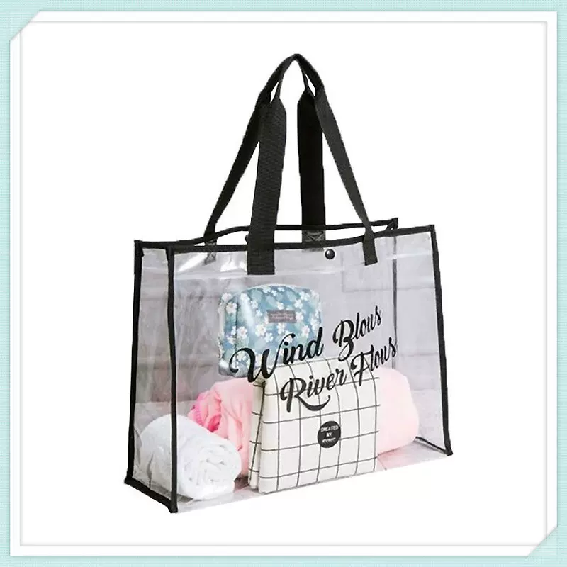 现货PVC果冻透明防水沙滩包 大容量干湿分离温泉收纳游泳包手提袋