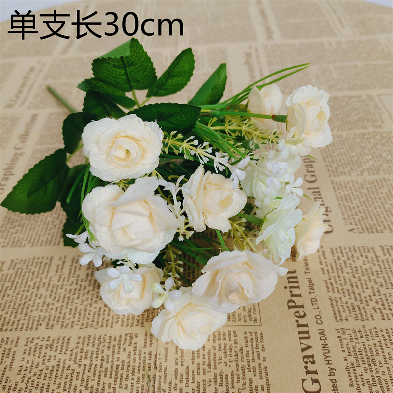 zh花玫瑰花摆设花束单支套装客厅装饰花艺塑料花绢花假花摆件|undefined
