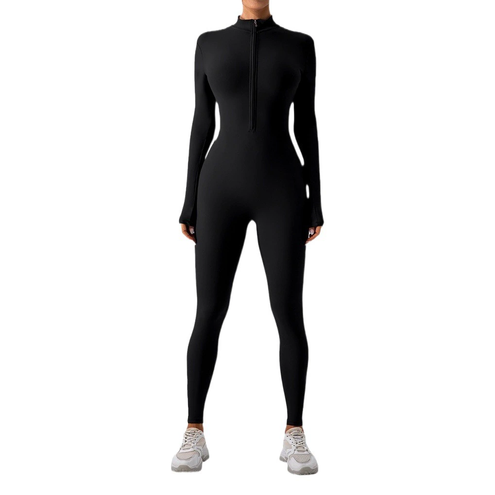 Европейская и американская популярная зимняя цельная одежда на флисовой подкладке для йоги, теплая верхняя одежда, спортивные цельные колготки для женщин с длинным рукавом