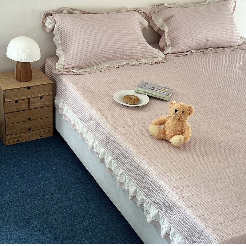2025 New Korean Style Retro Simple Modal Tencel Bed Cover Three-Piece Double Bed Quilted Bed Sheet