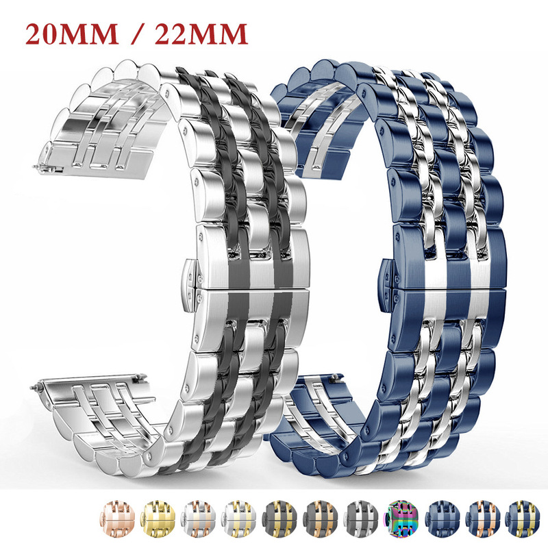 Suitable for Samsung Watch Galaxywatch7/6/5 Huawei Gt4 Seven-Bead Stainless Steel with Metal Smart Strap