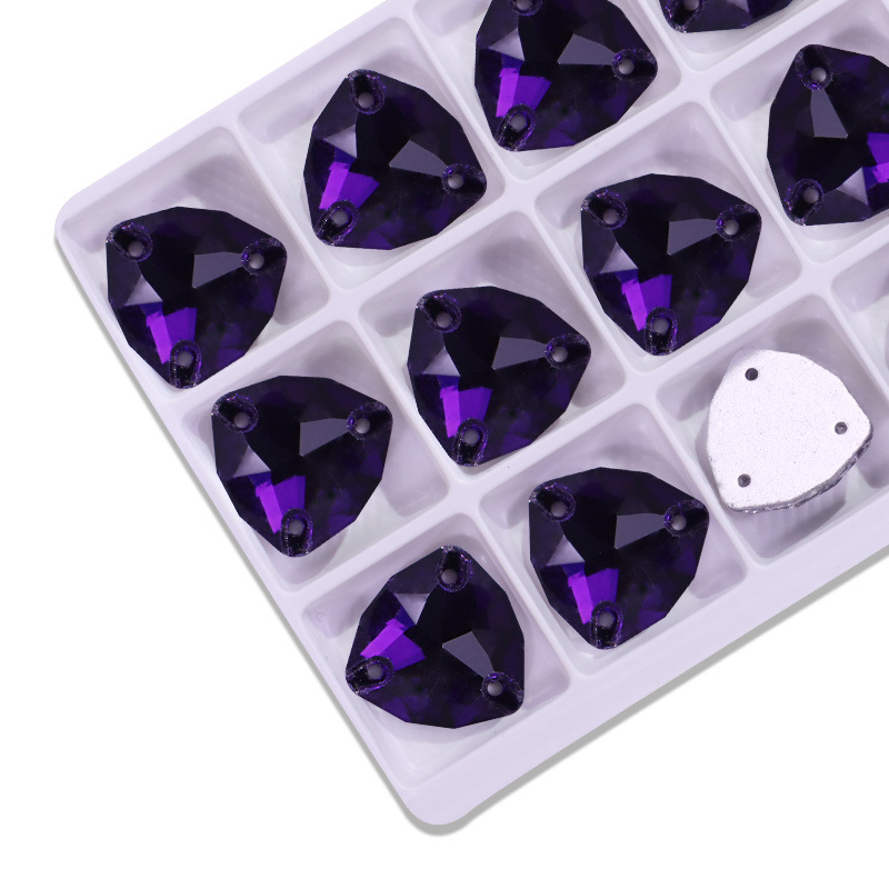 Triángulo gordo plano taladro de costura de mano triángulo gordo de vidrio de botón plano accesorios joyería DIY accesorios de ropa taladro