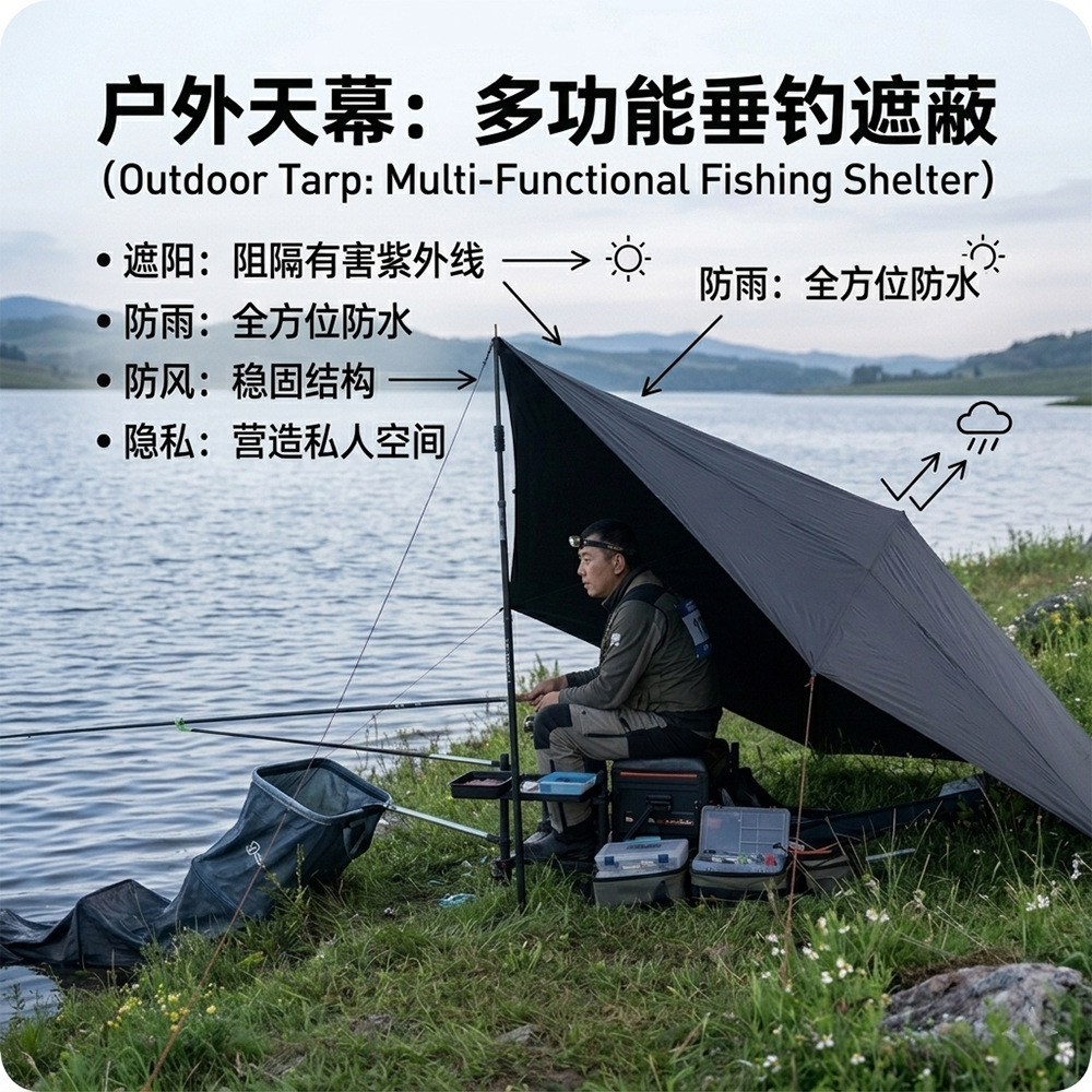 Multifunctional vinyl motorcycle side tent, lightweight and portable, simple multifunctional camping and motorcycle travel equipment