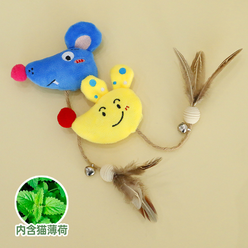啃咬逗猫玩具铃铛球含猫薄荷老鼠玩偶小猫磨牙宠物麻绳玩具批发