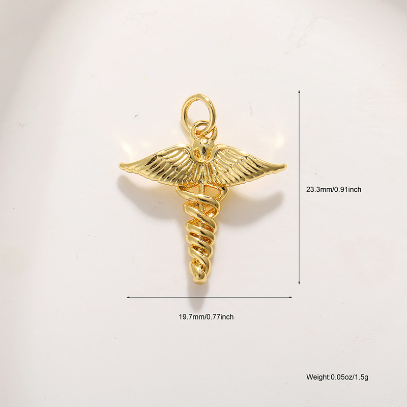色保持 18 k 銅金メッキ天使のペンダントキューピッドの羽 diy ジュエリーブレスレットイヤリングネックレスアクセサリーペンダント|undefined
