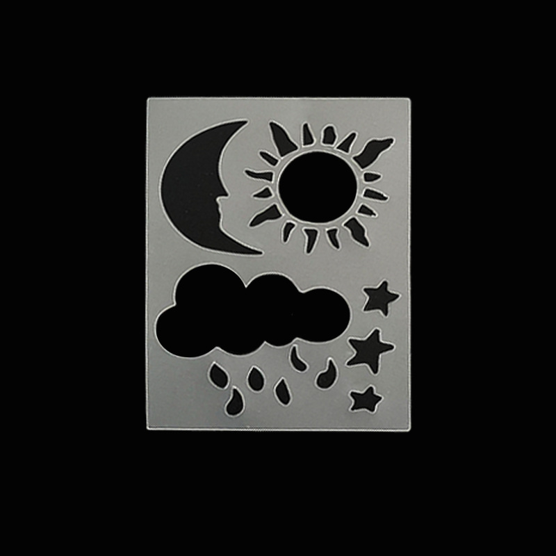 亚马逊笔记本镂空绘画模板手账星星月亮喷绘模板儿童绘画卡片