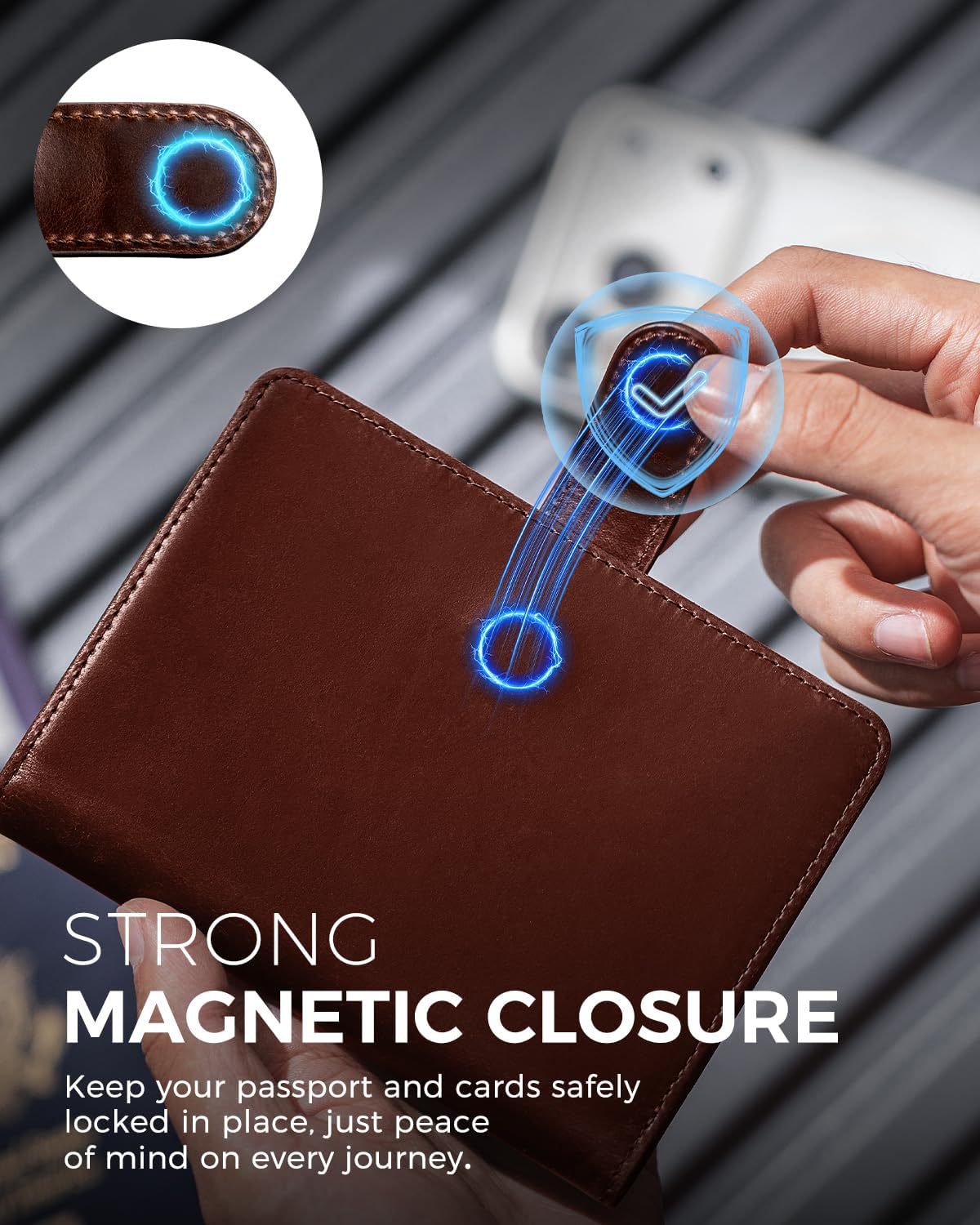 Wholesale Magnetic Snap RFID Blocking Passport Holder Multi-Function Multi-Card Slot Travel Organizer Document Pouch