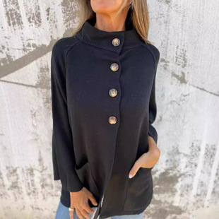 2024 cross-border women's foreign trade independent station autumn and winter new_casual single-breasted collar jacket