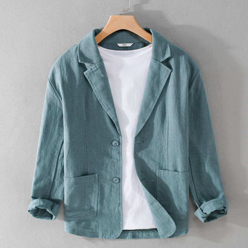 Spring and Autumn men's striped short-sleeved casual suit linen loose youth handsome popular simple suit Y803 Spring and Autumn men's striped short-sleeved casual suit linen loose youth handsome popular simple suit Y803