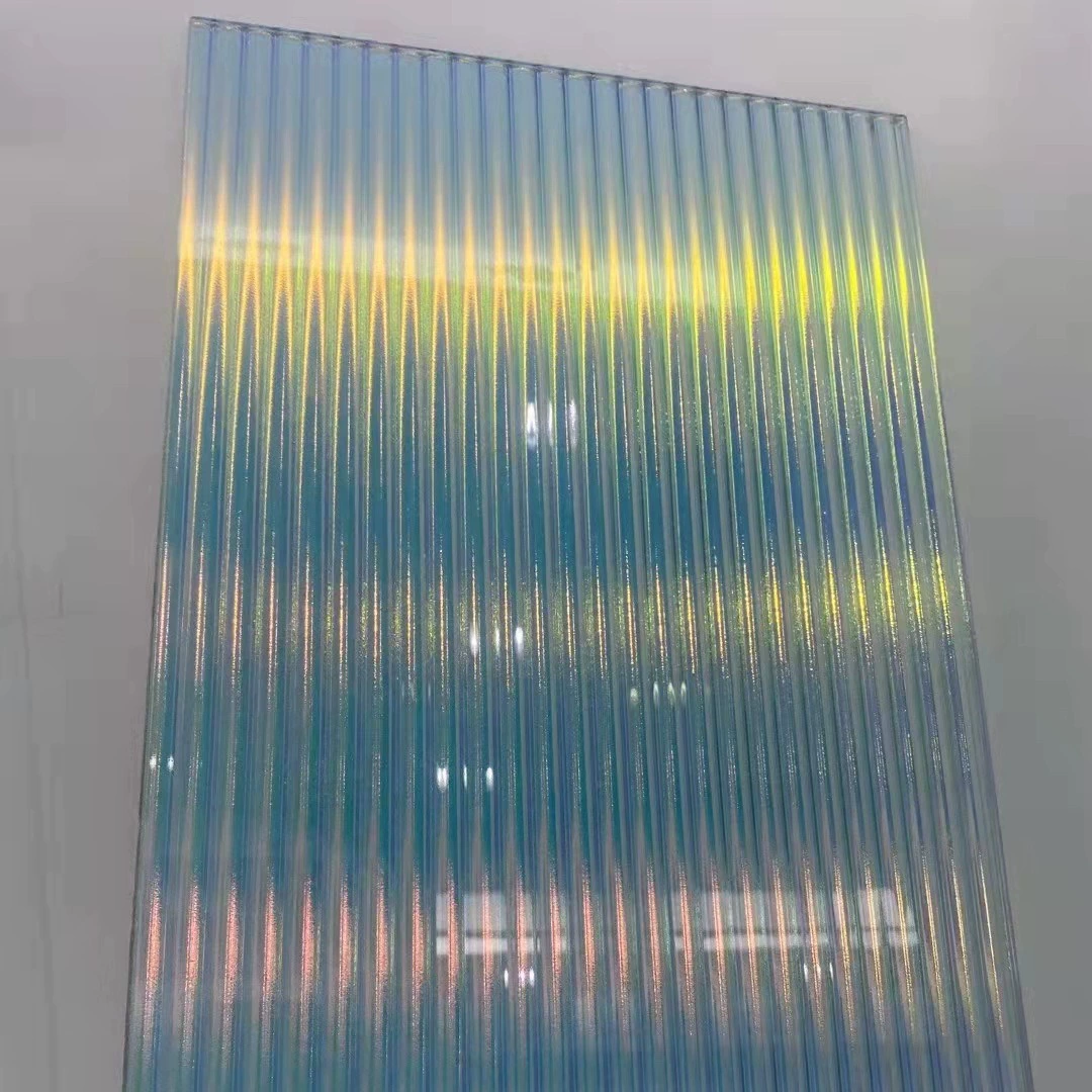 Стекло с тиснением Changhong, ультрабело-серый, коричневый, гофрированная волна, обработка стекла из закаленной нержавеющей стали