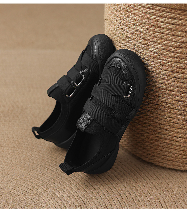 Giày sneaker nữ chunky đế dày da dê phối màu cao cấp — màu đen, màu trắng ngà chi tiết 14