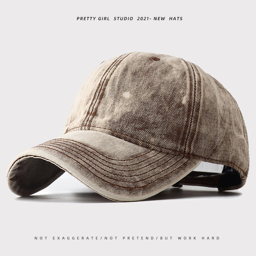 Fashionable unisex denim hat, solid color, retro washed baseball cap for men, high-end Korean version, looks face small duckbill hat