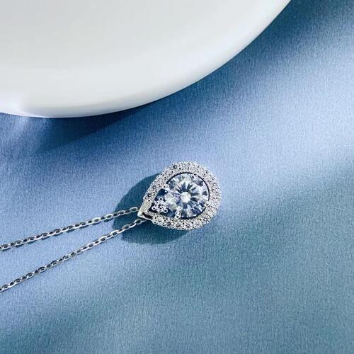 S925 sterling silver mirror polished clavicle chain minimalist design drop-shaped silver necklace