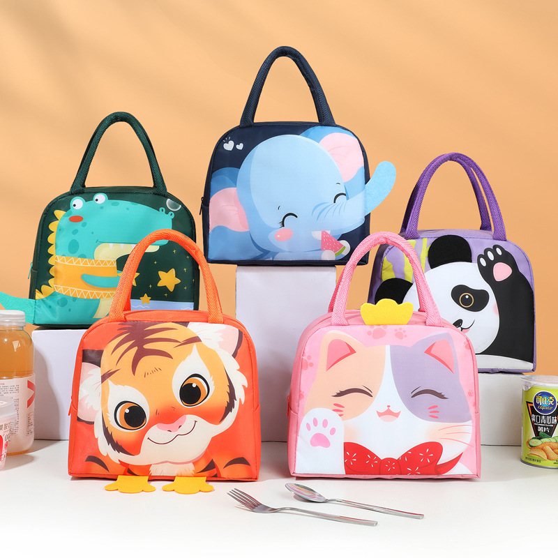 Nuevo cartón de dibujos animados bolsas de almuerzo estereoscópicas estudiantes niños bolsas de almuerzo de mano bolsa de aluminio aislante de calor bolsa de picnic con bolsa de comida