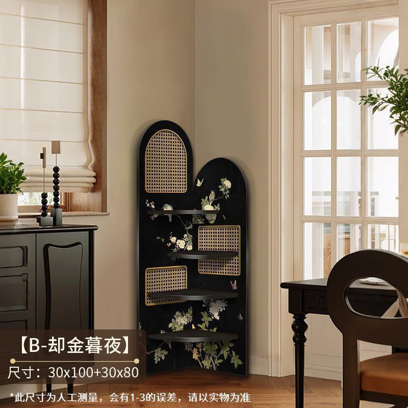 中古风转角置物架客厅角落展示架卧室拐角家用多功能收纳架其它|undefined