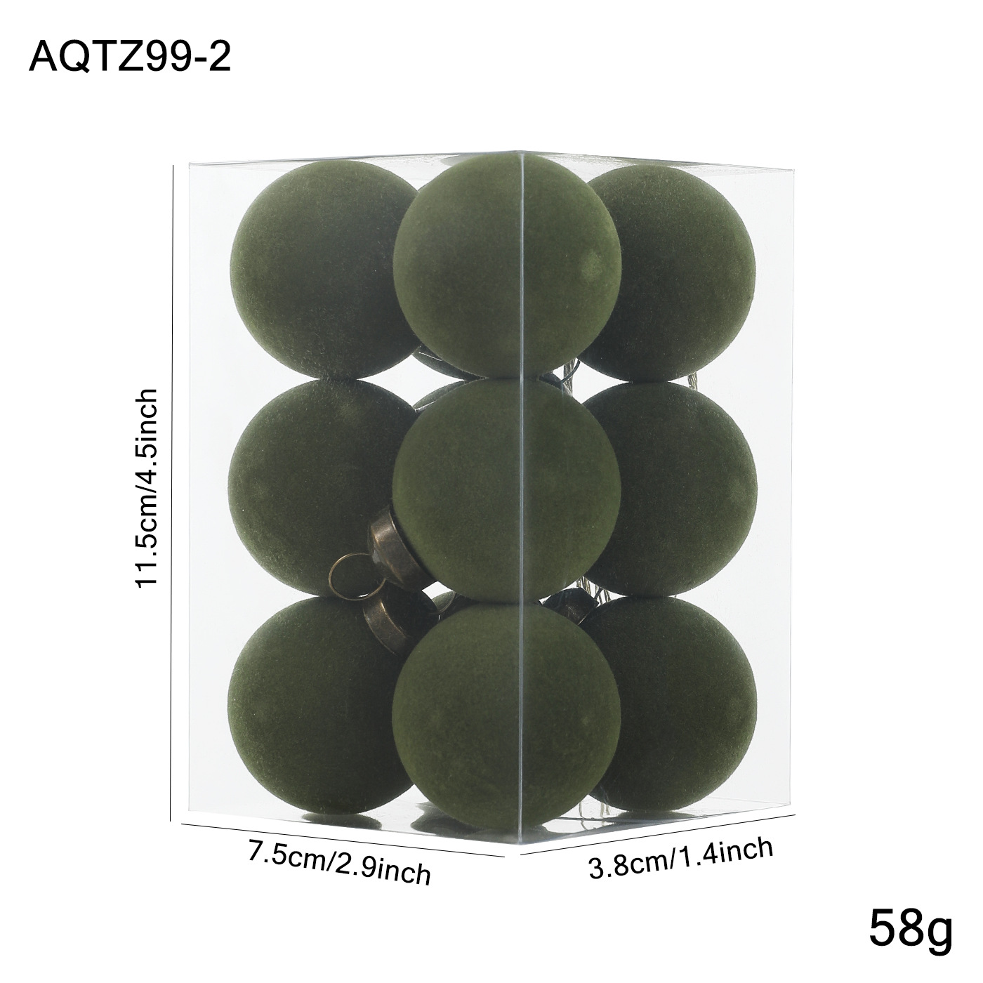 Bola de Navidad de flocado de plástico transfronterizo 8CM Colgante de árbol de navidad Colgante de árbol de navidad Bola de decoración de ventana de caja 6ps