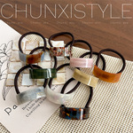 几何弧形发绳百搭长方形金标醋酸马尾扣皮筋头绳气质发圈发饰头饰