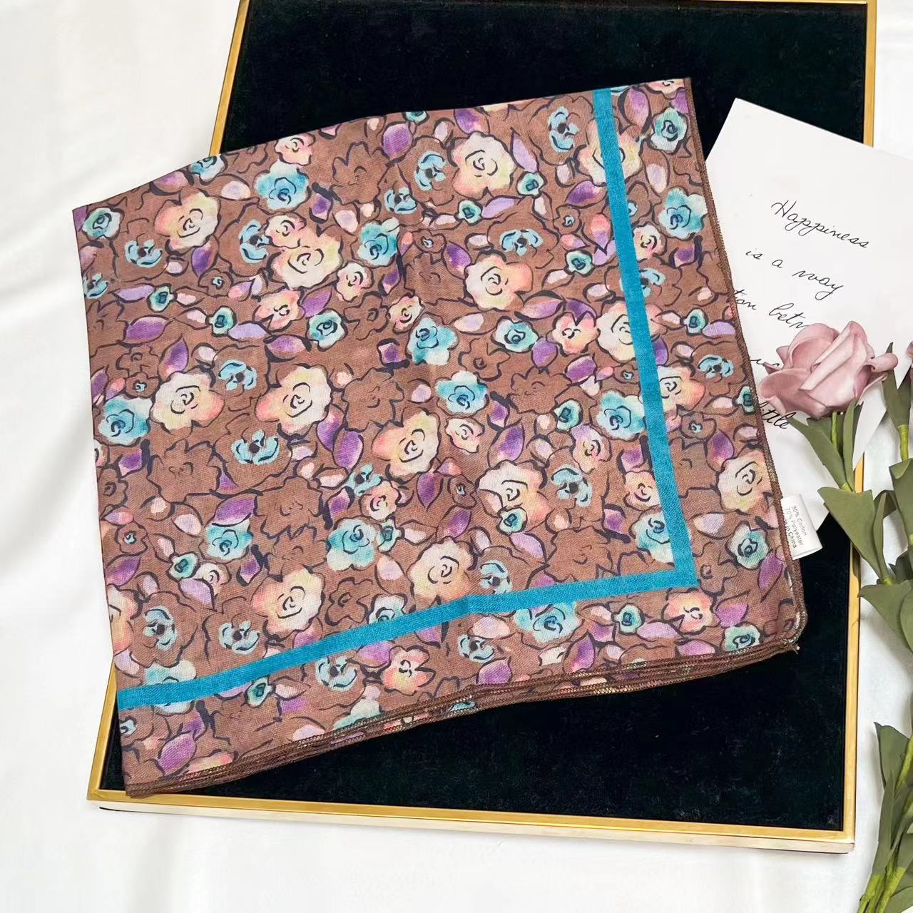60g Weight Kerchief Classification Daily Occasion cotton and linen Material Flower Pattern Summer Season Women's Gender IG Style Style Women's IG Style Flower Cotton And Linen Kerchief 150