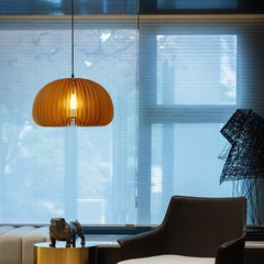 Restaurant chandelier Japanese retro bedroom wooden lamp artistic creative B&B study medieval pumpkin lantern