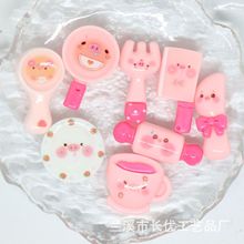 自制粉色餐具套装树脂配件  刀叉食玩配件 手机壳配件 奶油胶配件