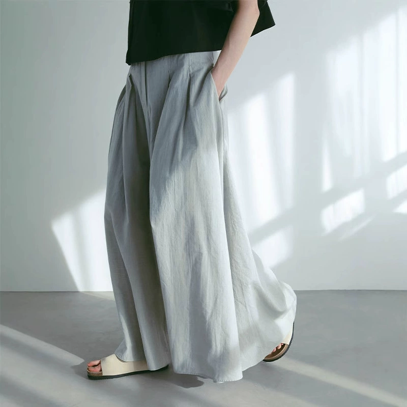 Сухой журавль весна и лето новый японский модный блоггер стиль трехмерные плиссированные повседневные брюки свободные широкие брюки женские брюки